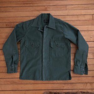 Imogene and Willie military shirt jacket in fatigue green